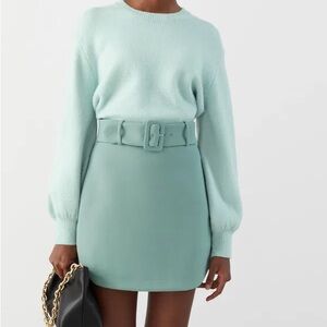 NWT & Other Stories Belted Mini Skirt in Minty Blue